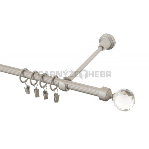 Garnýž kovová 190 cm rýhovaná jednořadá 16 Koule crystal chrom mat