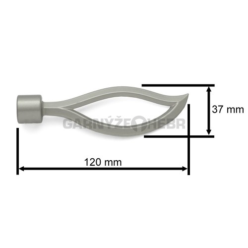 Koncovka pro tyč 16mm Blesk - matná stříbrná