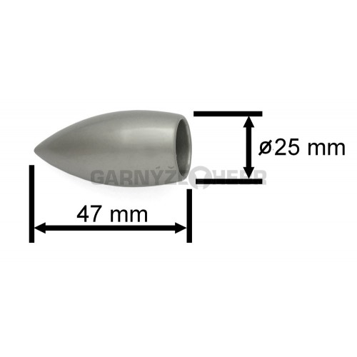 Koncovka pro tyč 16mm Špice - matná stříbrná