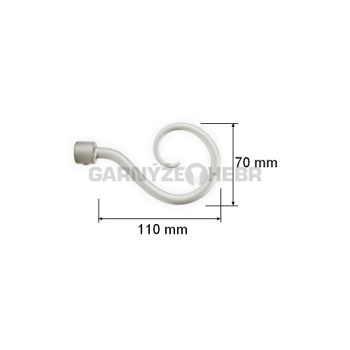 Koncovka pro tyč 16mm Hák - matná stříbrná
