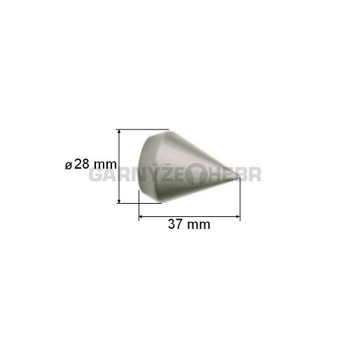 Koncovka pro tyč 16mm Hrot - matná stříbrná