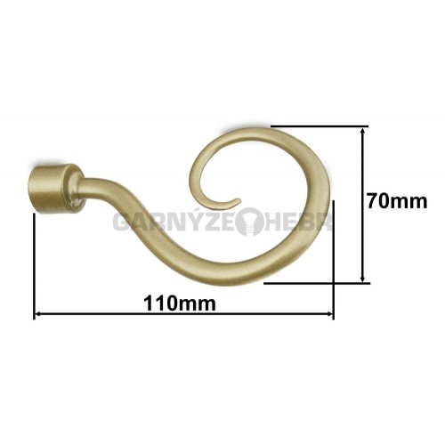 Koncovka pro tyč 16mm Hák - zlatá antik