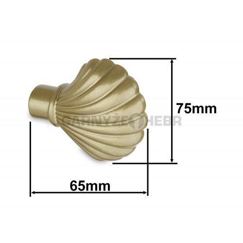 Koncovka pro tyč 16mm Mušle - zlatá antik