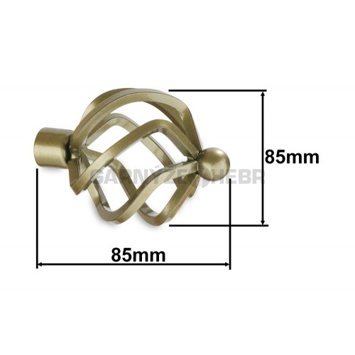 Koncovka pro tyč 16mm Koule Azur - zlatá antik