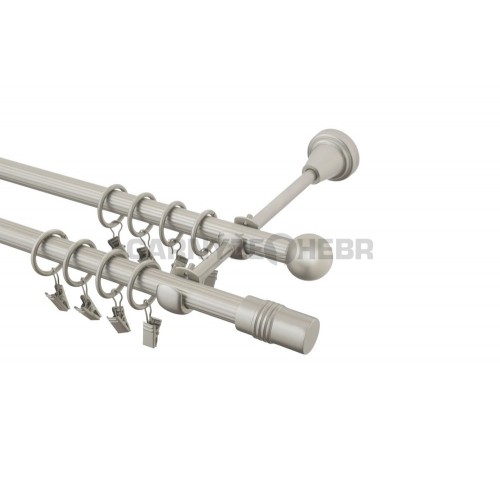 Garnýž kovová 140 cm rýhovaná dvouřadá - dvojitá 16 Cylinder chrom mat