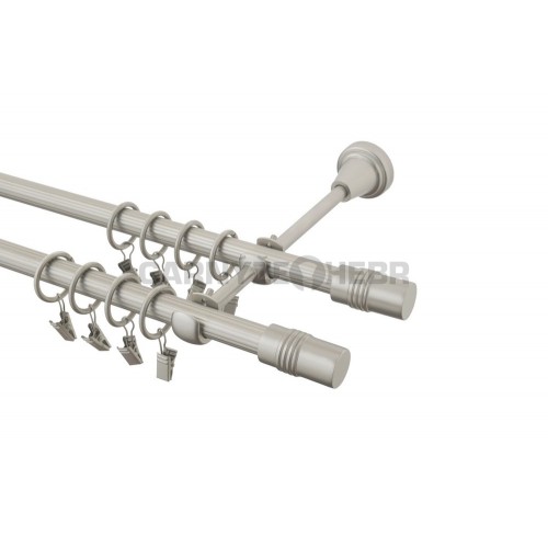 Garnýž kovová 230 cm rýhovaná dvouřadá - dvojitá 16 Cylinder double chrom mat