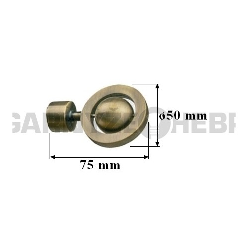 Koncovka pro tyč 19mm Jupiter - mosaz