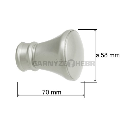 Koncovka pro tyč 25mm Žezlo - matná stříbrná