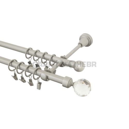 Garnýž kovová 170 cm rýhovaná dvouřadá - dvojitá 16 Koule crystal chrom mat