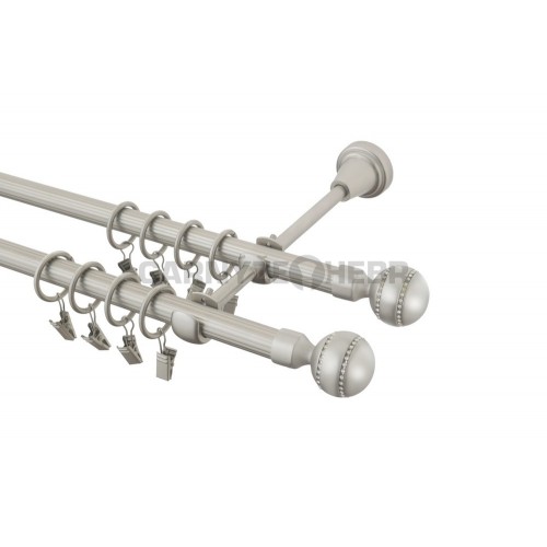 Garnýž kovová 140 cm rýhovaná dvouřadá - dvojitá 16 Paola crystal double chrom mat