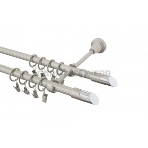 Garnýž kovová 1,6m rýhovaná dvouřadá - dvojitá, Piza II double, chrom mat