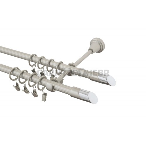 Garnýž kovová 150 cm rýhovaná dvouřadá - dvojitá 16 Piza II double chrom mat