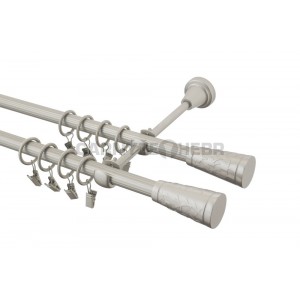 Garnýž kovová 2m rýhovaná dvouřadá - dvojitá, Sevilla double, chrom mat