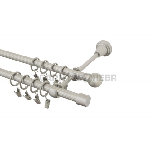 Garnýž kovová 120 cm rýhovaná dvouřadá - dvojitá 16 Válec chrom mat