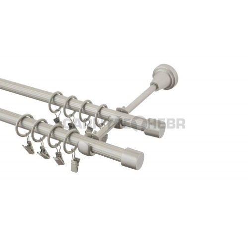 Garnýž kovová 480 cm rýhovaná dvouřadá - dvojitá 16 Válec double chrom mat