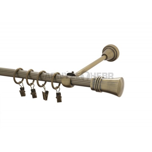 Garnýž kovová 220 cm rýhovaná jednořadá 16 Capri mosaz