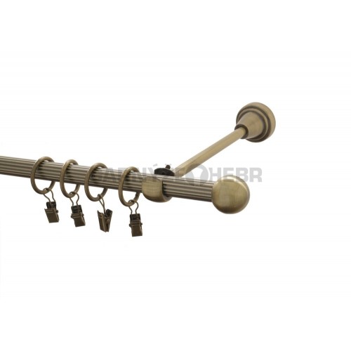 Garnýž kovová 170 cm rýhovaná jednořadá 16 Koule mosaz