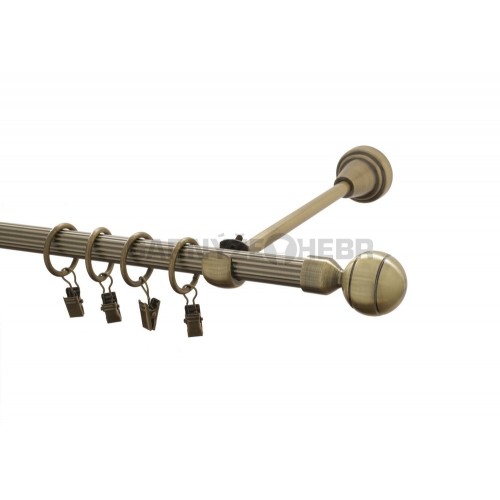 Garnýž kovová 140 cm rýhovaná jednořadá 16 Paola mosaz