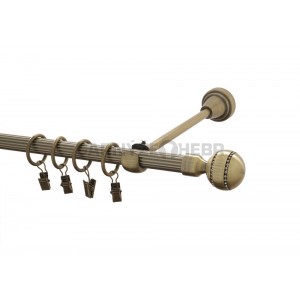 Záclonová tyč kovová 1,6m rýhovaná, Paola crystal, mosaz