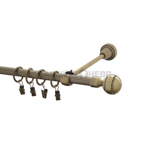 Garnýž kovová 180 cm rýhovaná jednořadá 16 Paola crystal mosaz