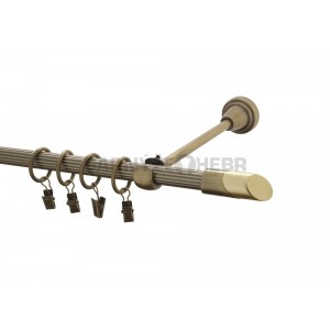 Záclonová tyč kovová 1,6m rýhovaná, Piza II, mosaz