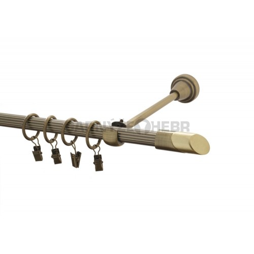 Garnýž kovová 180 cm rýhovaná jednořadá 16 Piza II mosaz