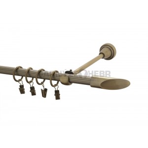 Záclonová tyč kovová 2m rýhovaná, Piza, mosaz