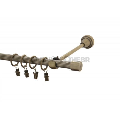 Garnýž kovová 140 cm rýhovaná jednořadá 16 Válec mosaz