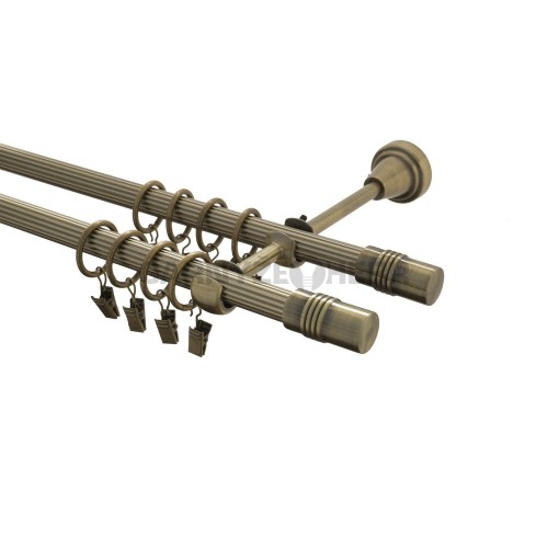 Garnýž kovová 130 cm rýhovaná dvouřadá - dvojitá 16 Cylinder double mosaz