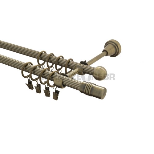 Garnýž kovová 170 cm rýhovaná dvouřadá - dvojitá 16 Cylinder mosaz