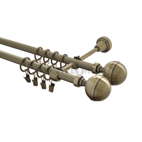 Garnýž kovová 100 cm rýhovaná dvouřadá - dvojitá 16 Kalisto double mosaz