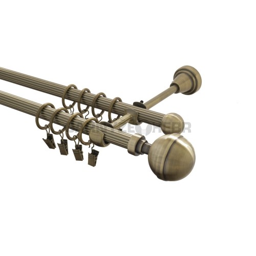 Garnýž kovová 170 cm rýhovaná dvouřadá - dvojitá 16 Kalisto mosaz