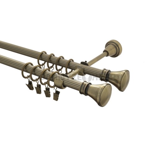 Garnýž kovová 220 cm rýhovaná dvouřadá - dvojitá 16 Koloseo double mosaz