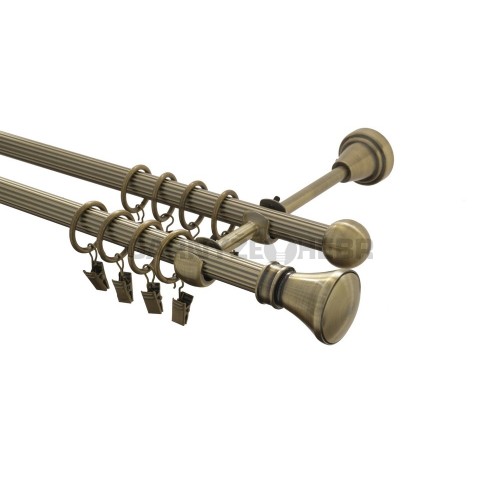 Garnýž kovová 110 cm rýhovaná dvouřadá - dvojitá 16 Koloseo mosaz