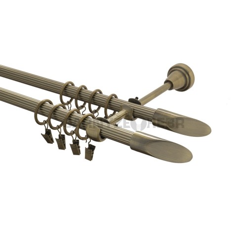 Garnýž kovová 150 cm rýhovaná dvouřadá - dvojitá 16 Piza double mosaz