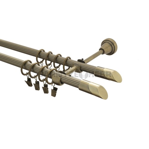 Garnýž kovová 130 cm rýhovaná dvouřadá - dvojitá 16 Piza II double mosaz