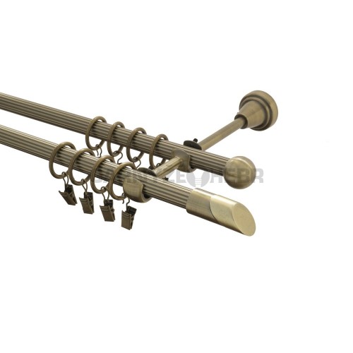 Garnýž kovová 170 cm rýhovaná dvouřadá - dvojitá 16 Piza II mosaz