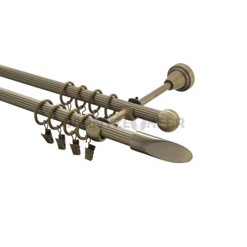 Garnýž kovová 110 cm rýhovaná dvouřadá - dvojitá 16 Piza mosaz