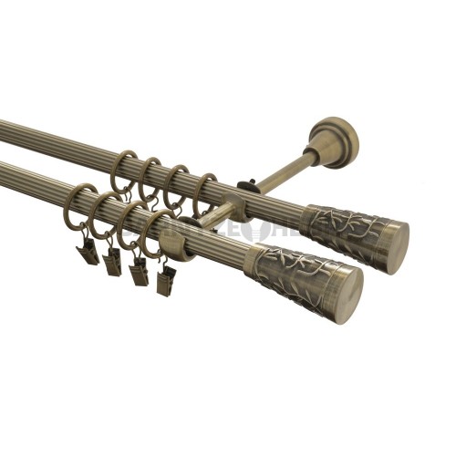 Garnýž kovová 120 cm rýhovaná dvouřadá - dvojitá 16 Sevilla double mosaz