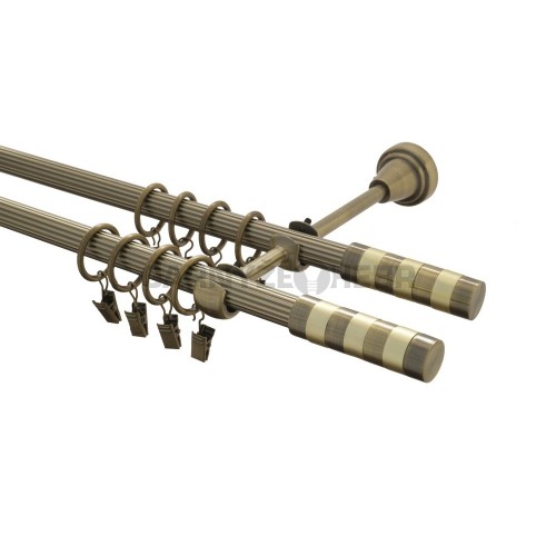 Garnýž kovová 210 cm rýhovaná dvouřadá - dvojitá 16 Sigma double mosaz