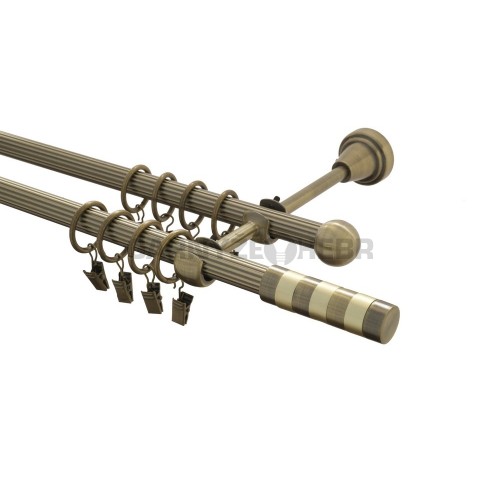 Garnýž kovová 220 cm rýhovaná dvouřadá - dvojitá 16 Sigma mosaz