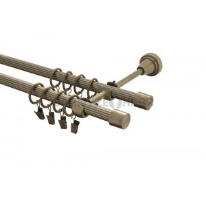 Garnýž kovová 4m rýhovaná dvouřadá - dvojitá, Válec double, mosaz