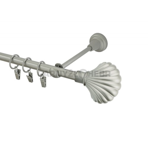 Garnýž kovová 340 cm jednořadá 16 mušle matná stříbrná