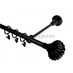 Garnýž kovová 3m, Mušle, černá / záclonová tyč