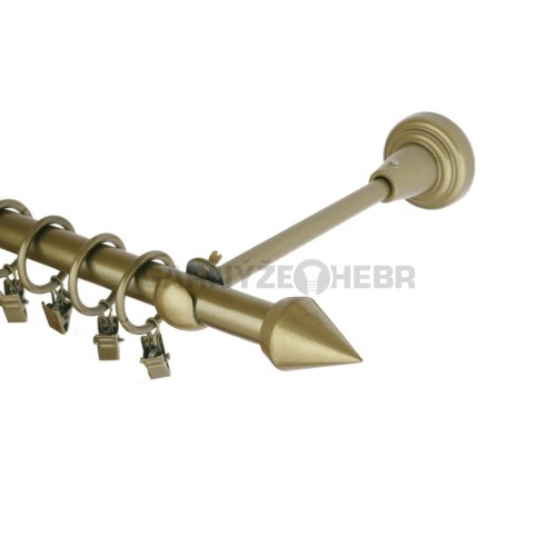 Garnýž kovová 280 cm jednořadá 16 hrot zlatá antik