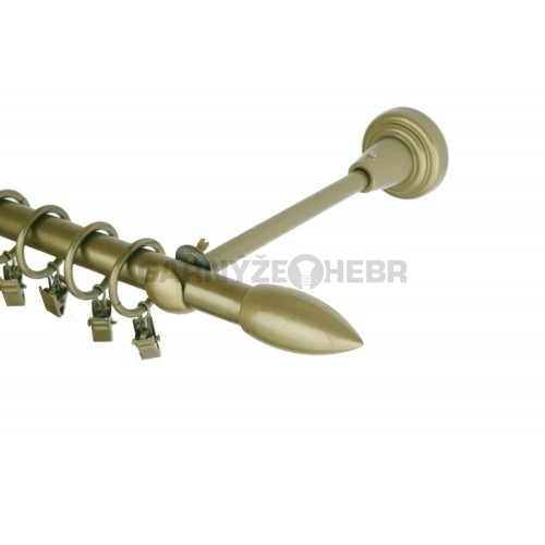 Garnýž kovová 440 cm jednořadá 16 špice zlatá antik