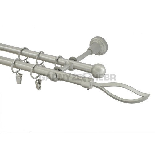 Garnýž kovová 260 cm dvouřadá - dvojitá 16 blesk matná stříbrná