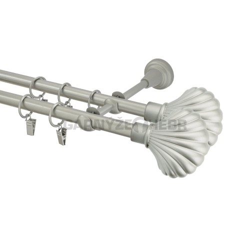 Garnýž kovová 280 cm dvouřadá - dvojitá 16 mušle double matná stříbrná