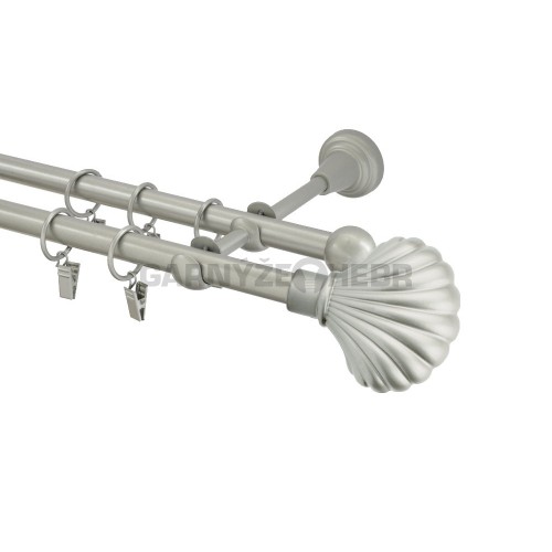 Garnýž kovová 260 cm dvouřadá - dvojitá 16 mušle matná stříbrná