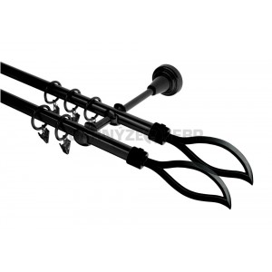 Garnýž kovová 3m, dvouřadá - dvojitá, Blesk double, černá